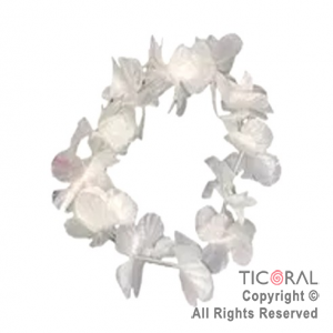 TIARA VINCHA HAWAIANA FLORES TELA BLANCA x 12